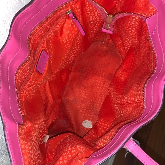 Kate Spade Pink Tote Bag Red Interior Large Shoulder Purse - Picture 8 of 16